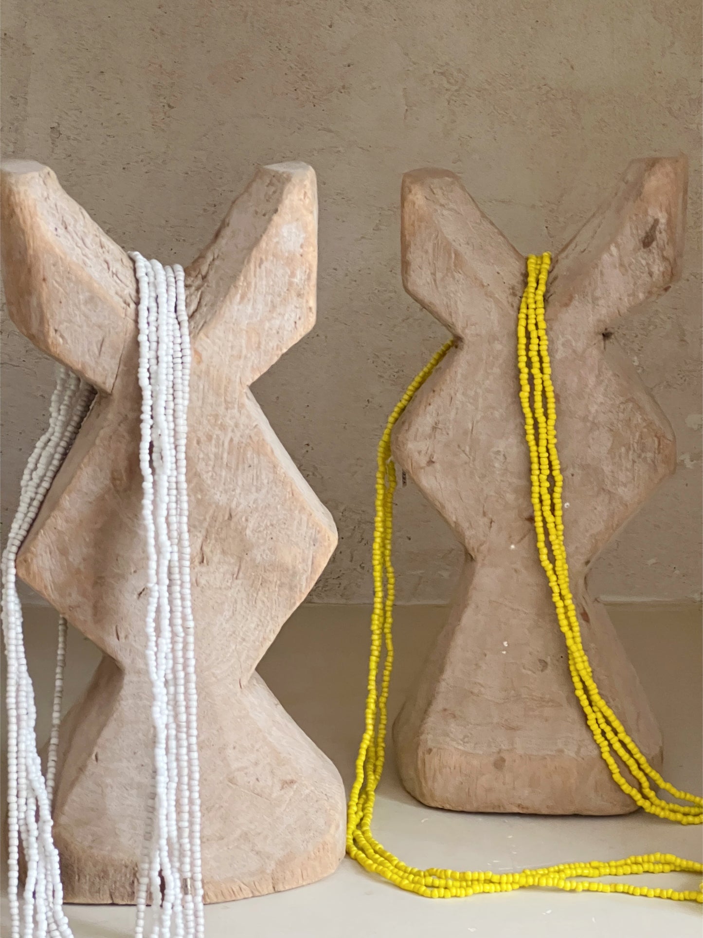 White glass bead necklace | Zimbabwe 65cm