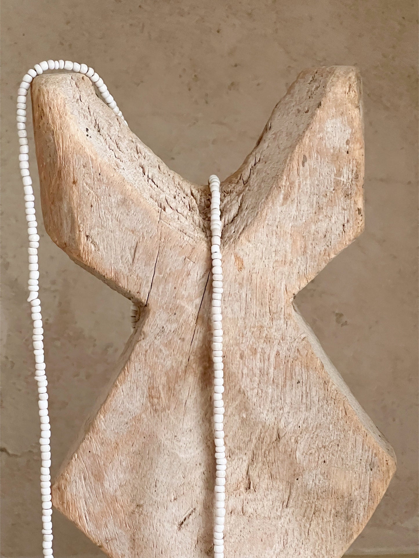 White glass bead necklace | Zimbabwe 75cm