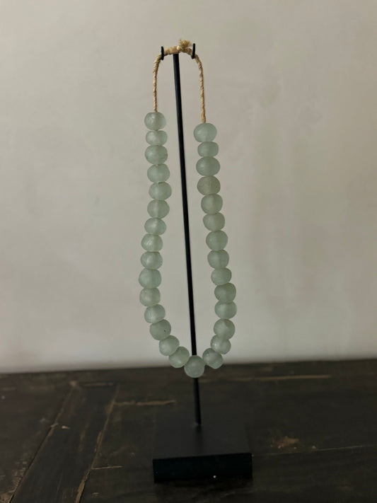 COLLIER GROSSES PERLES DE VERRE AQUA - GHANA