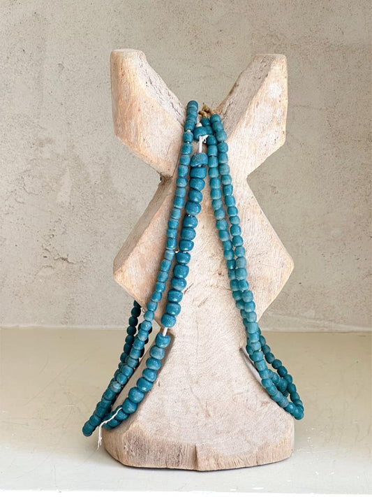 Collier de perles de verre recyclés bleu  | Ghana