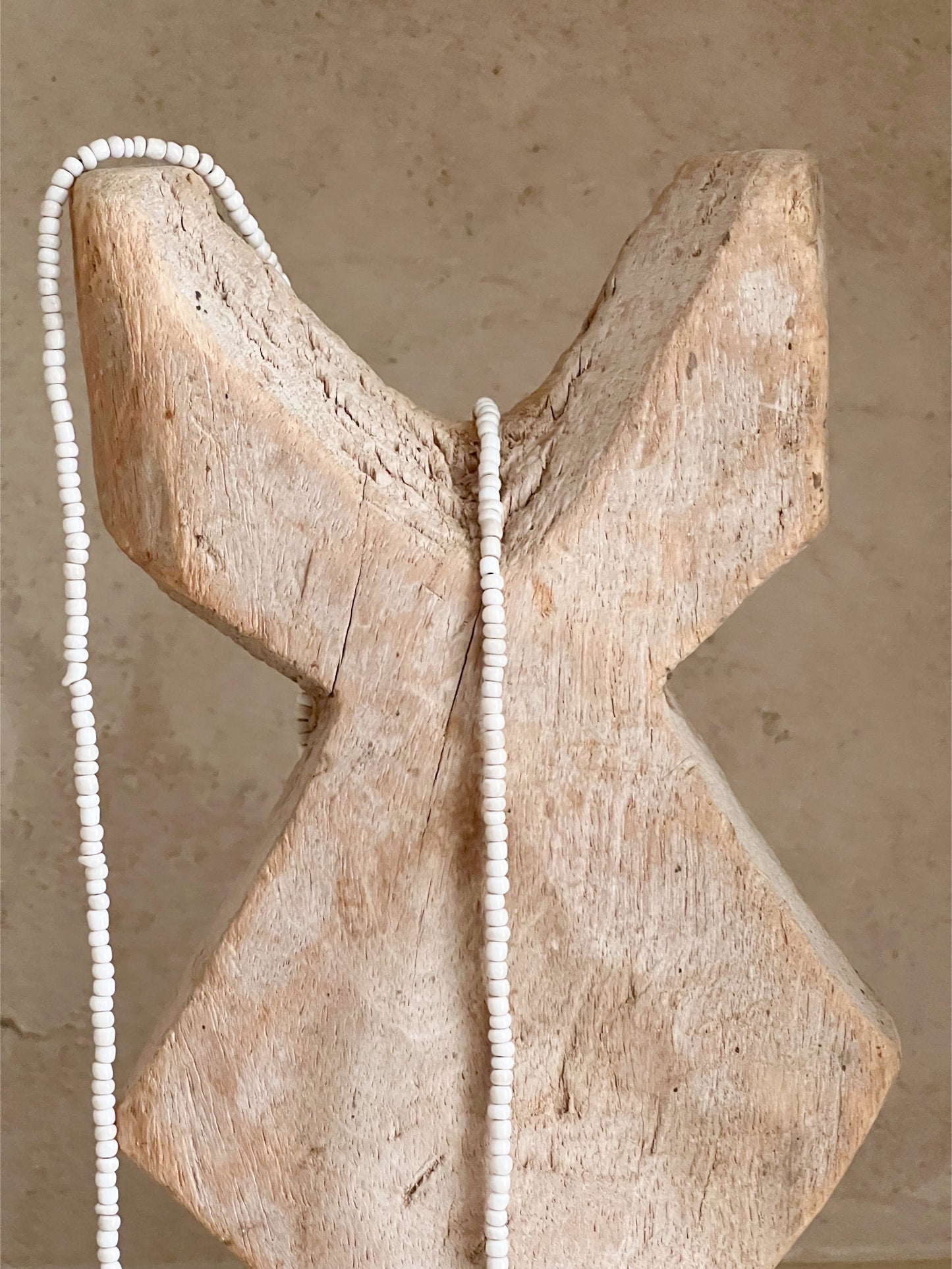 Collier perles de verre blanches  | Zimbabwe 65cm